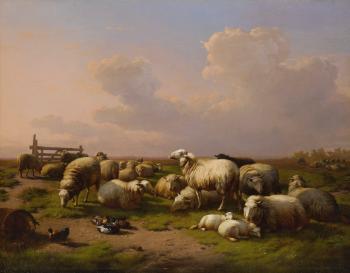 Sheep in a Meadow by 
																	Eugene Joseph Verboeckhoven