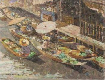 Marché lacustre au Vietnam  by 
																	Gerard Pieter Adolfs
