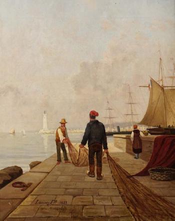 Hommes au port by 
																	 Lucien Freres