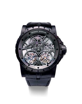 A Fine And Rare Limited Edition Black Titanium Skeletonised Double Tourbillon Mechanical Wristwatch by 
																	 Dubuis