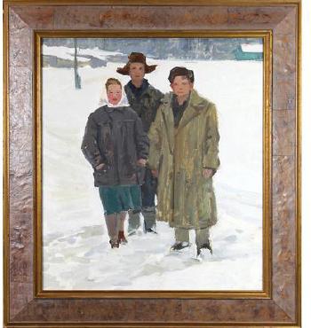 Three Figures in the Snow by 
																	Mikhail Volodine