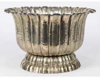 Hammered and Ribbed Vase by 
																			Josef Hoffmann