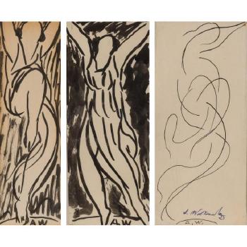 (1) Fisherman, 1932; (2,3,4) Isadora Duncan; (V) Abstract Figure by 
																	Abraham Walkowitz