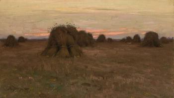 Haystacks at Sunset by 
																	Charles Harold Davis