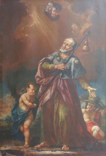San Giacomo Pellegrino con angeli by 
																	Vincenzo Prunotto