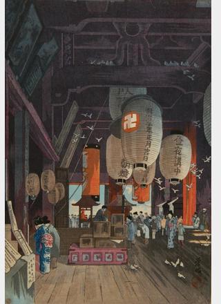 Inside of Kannon Temple at Asakusa, Tokyo by 
																			Eisho Narazaki
