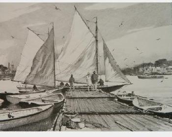 Boats to Let; Lumber Wharf by 
																			Gordon Grant