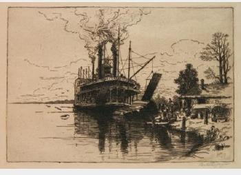 Mississippi Steamboat Landing by 
																			Bertha Evelyn Jaques