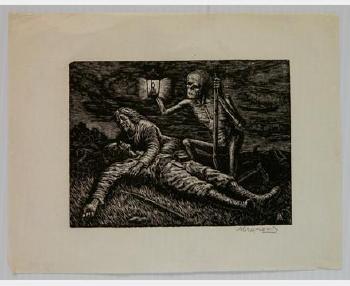 Skeleton Over A Fallen Soldier by 
																			Albert Abramovitz