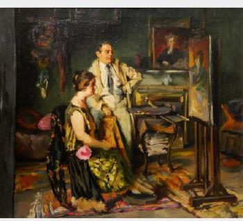 Artist And Wife In The Studio by 
																			Alexander Vago
