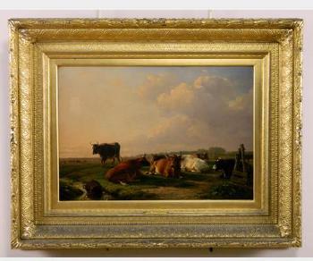 Cattle At Rest In An Evening Field by 
																			Eugene Joseph Verboeckhoven