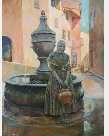 Woman By Fountain by 
																			Norris Rahming