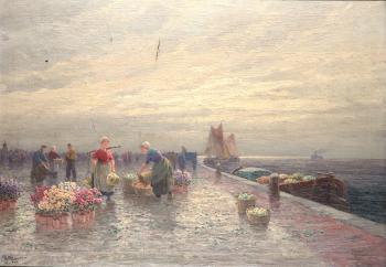 Dutch Flower Sellers At The Harbour 
 by 
																			H Magerer