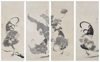 Roosters, Hens And Chicks by 
																	Ito Jakuchu