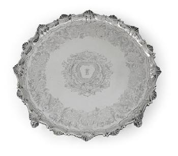A Large George Ii Footed Platter From London by 
																	John Eckfourd