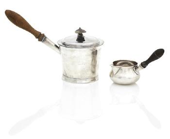 A George III Silver Brandy Pan and Cover by 
																	John Emes