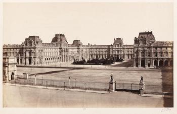 Louvre, Interior Court; Panthéon; and Pavillon Mollien, Palais de Louvre, Paris by 
																	Edouard Denis Baldus