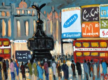 Evening - Eros - a scene in Piccadilly circus by 
																	Michael Quirke