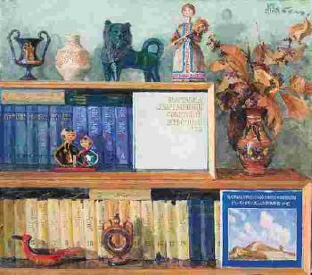 Still-life with bookshelves by 
																			Aleksandr Vyatkin