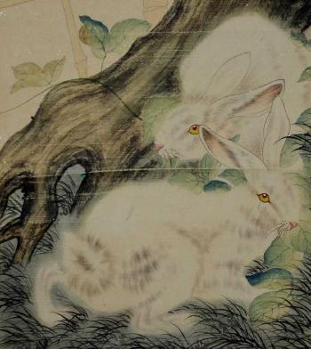 Two Rabbits by 
																			 Liu Kuiling