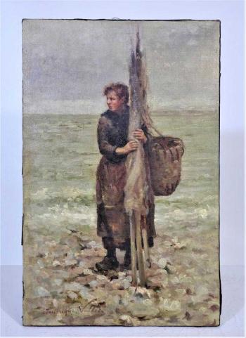 Woman on beach by 
																			Frederic Vallet-Bisson
