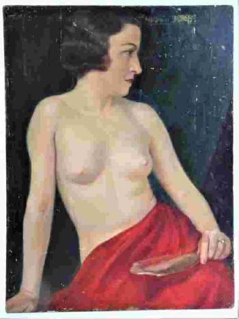 Nude with mirror by 
																			Frank von der Lancken