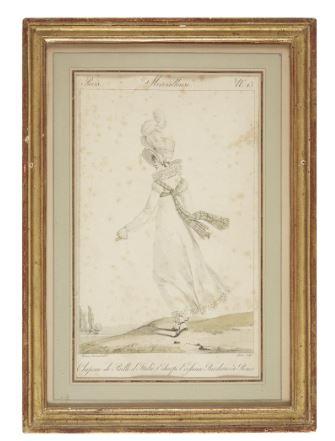 A Pair of French Hand-colored Fashion Engravings, Merveilleuse N. 13 and N. 31 by 
																			Horace Vernet