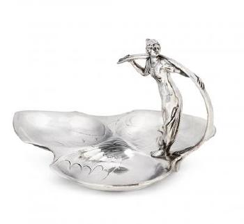 An Art Nouveau Silverplated Figural Sweet Dish by 
																	 Wurttembergische Metallwarenfabrik AG