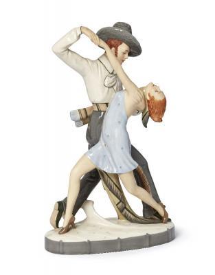 A Porcelain 'Tango' Figural Group by 
																	 Royal Dux