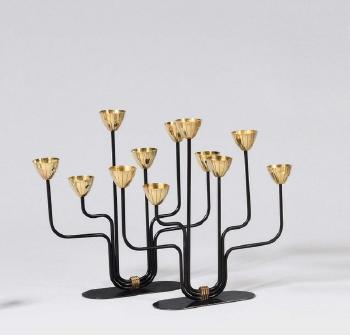 Deux candélabres à six branches  by 
																	Gunnar Ander