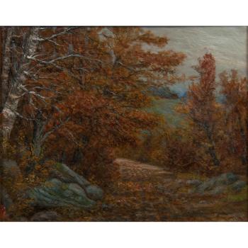 Forest Path In Autumn by 
																			John J Enneking