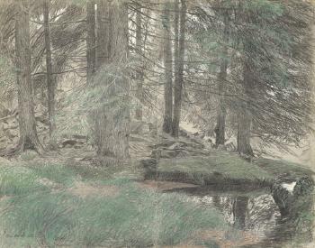 Waldlichtung mit Bachlauf by 
																	Fritz Mackensen
