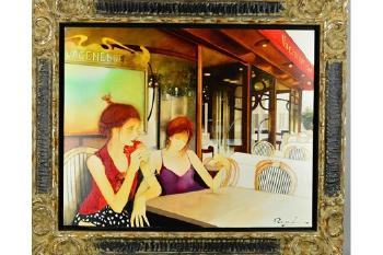 'Vagenende', Two Ladies Drinking At Vagenende Brasserie In Paris by 
																			Joel Rougie