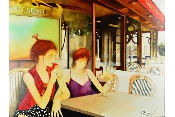 'Vagenende', Two Ladies Drinking At Vagenende Brasserie In Paris by 
																			Joel Rougie