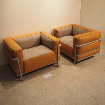 Pair of new chairs, model LC3 by 
																			 Cassina
