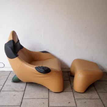 Chair + ottoman, model Poggiapiede hal by 
																			Marc Sadler