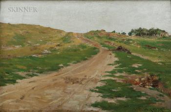 Landscape With Winding Uphill Road by 
																			William Merritt Chase