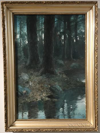 Woodland Stream At Night by 
																			W Herbert Dunton