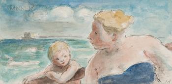 Mother And Son At The Shore by 
																	Edward Ardizzone
