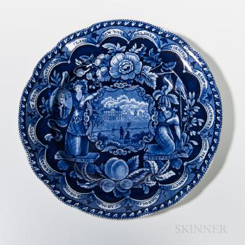 Staffordshire Historical Blue Transfer-decorated States Plate by 
																	 James and Ralph Clews