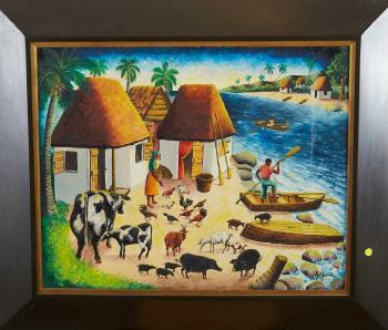 Haitian coastal farm scene by 
																			Andre Normil