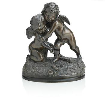 A Bronze Figure Group Of Wrestling Putti by 
																	Charles Cumberworth