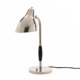 Table lamp of chromed steel with adjustable shade, black lacquered wooden handle by 
																			 Lyfa