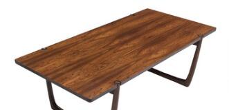 Rectangular rosewood coffee table on runner legs with loose top by 
																			 France and Daverkosen