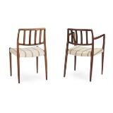 A set of four side chairs and two easy chairs by 
																			Niels Moller