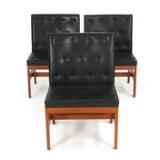 Set of three additional sofa sections of mahogany. Upholstered with black button fitted leather by 
																			Mogens Koch