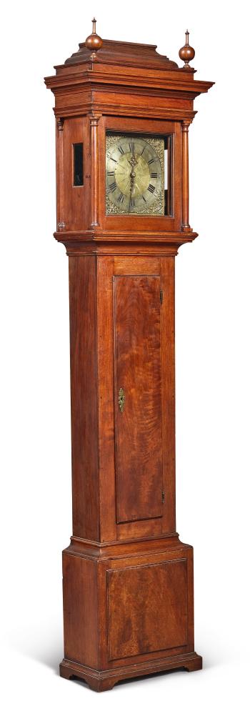 A Rare William And Mary Figured Walnut Tall-case Clock by 
																	Augustine Neisser
