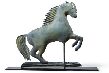 Molded Copper Arabian Rearing Horse Weathervane, Attributed To A.l. Jewell & Co., Waltham, Massachusetts by 
																	 A L Jewell & Co