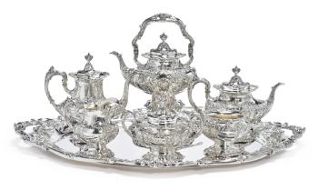 An American Silver Six-piece Francis I Pattern Tea And Coffee Set With Matching Tray, Reed & Barton, Taunton, Ma, 1948 by 
																	 Reed & Barton