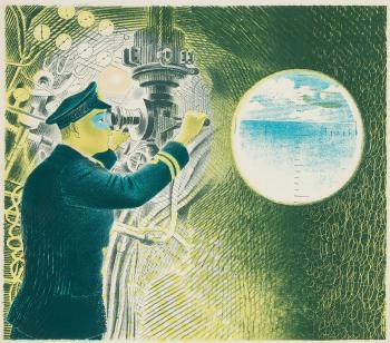 Commander Of A Submarine Looking Through A Periscope by 
																	Eric Ravilious